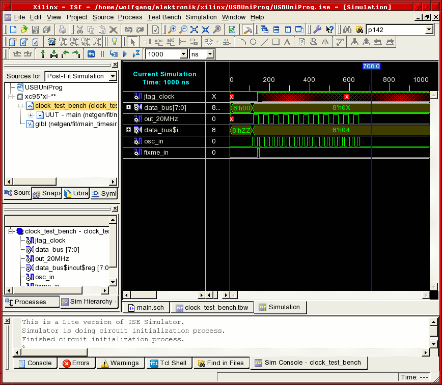 ISE screen shot: Simulation result [30kb]
