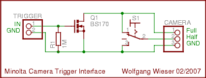 Minolta camera trigger interface schematic [3kb]