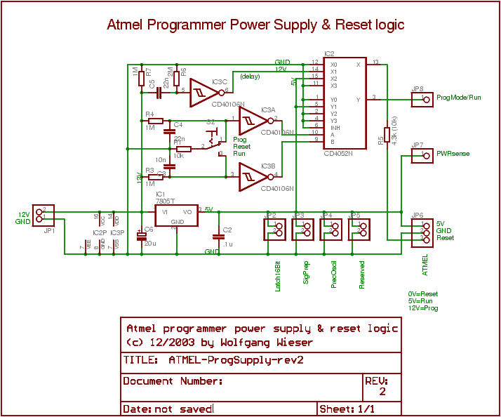 Atmel programmer supply electronic circuit sheet [16kb]